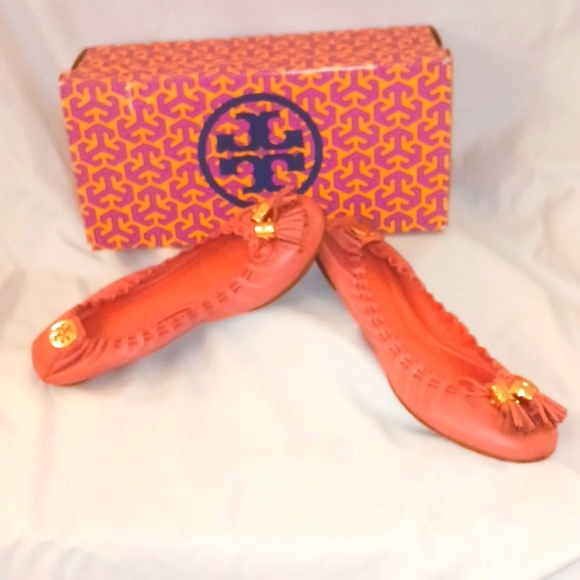 Tory Burch Reese Mestico Flats Tulip Coral (Tassels) – Size 7.5 - Picture 1 of 9